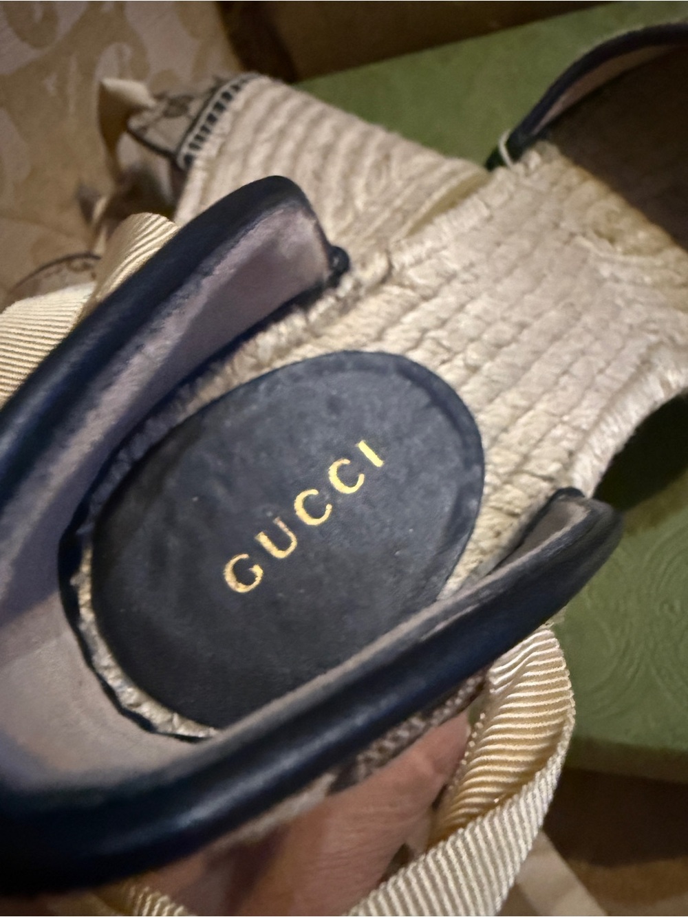Gucci Pilar GG Ankle Tie Espadrille Platform Wedges preowned with COA size 39 - Picture 3 of 16